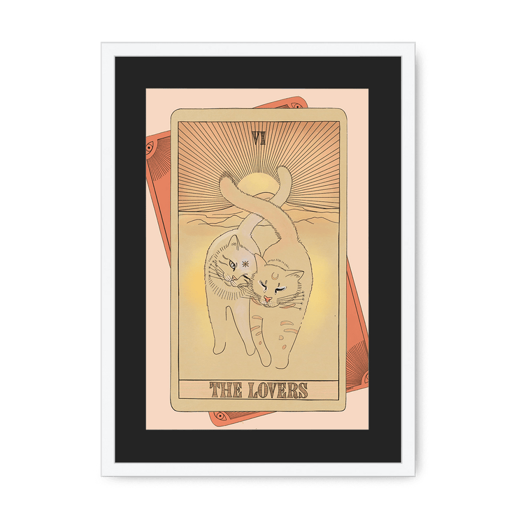 The Lovers Framed Print Tarot Cats A3 (297 X 420 mm) / White / Black Mount Framed Print