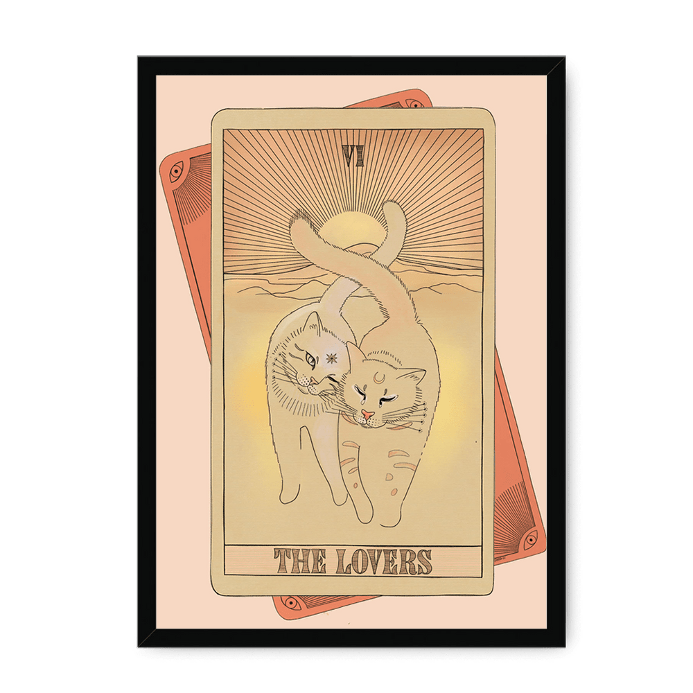 The Lovers Framed Print Tarot Cats A3 (297 X 420 mm) / Black / No Mount (All Art) Framed Print