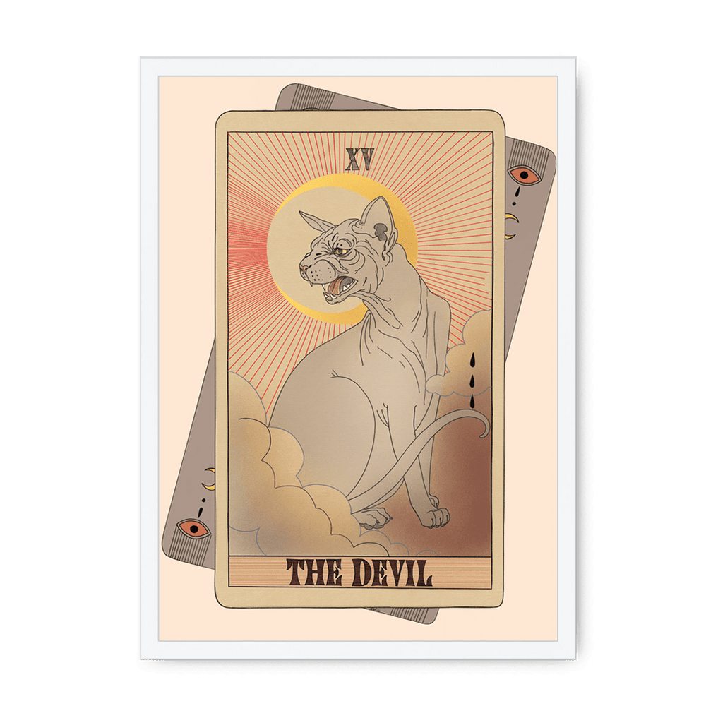 The Devil Framed Print Tarot Cats A3 (297 X 420 mm) / White / No Mount (All Art) Framed Print