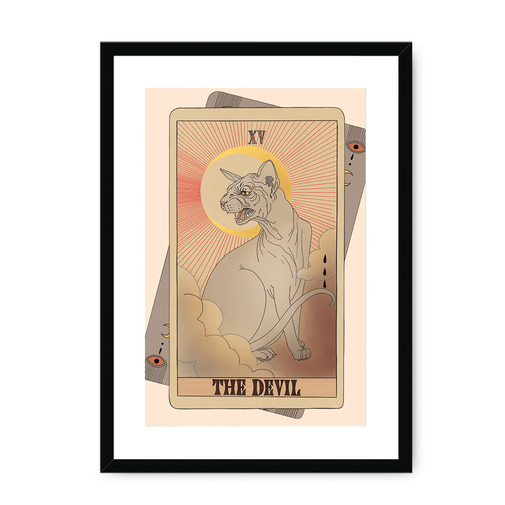 The Devil Framed Print Tarot Cats A3 (297 X 420 mm) / Black / White Mount Framed Print