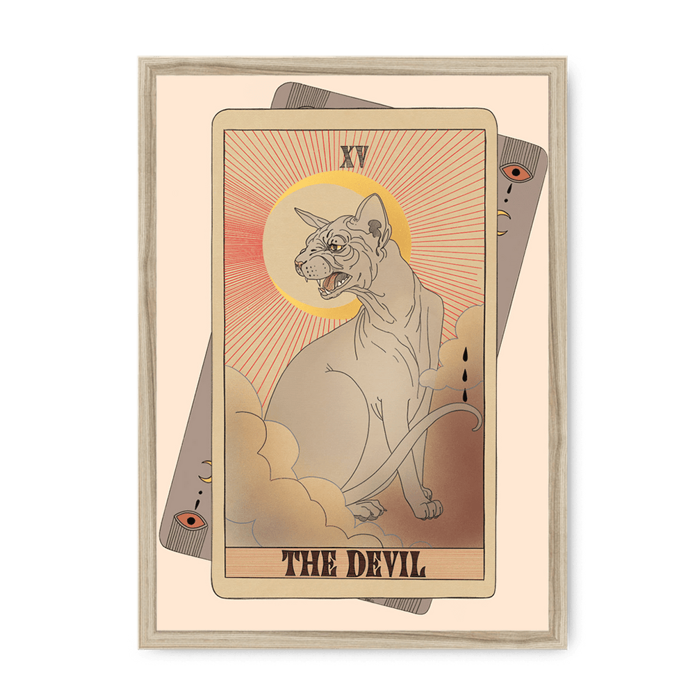 The Devil Framed Print Tarot Cats A3 (297 X 420 mm) / Natural / No Mount (All Art) Framed Print