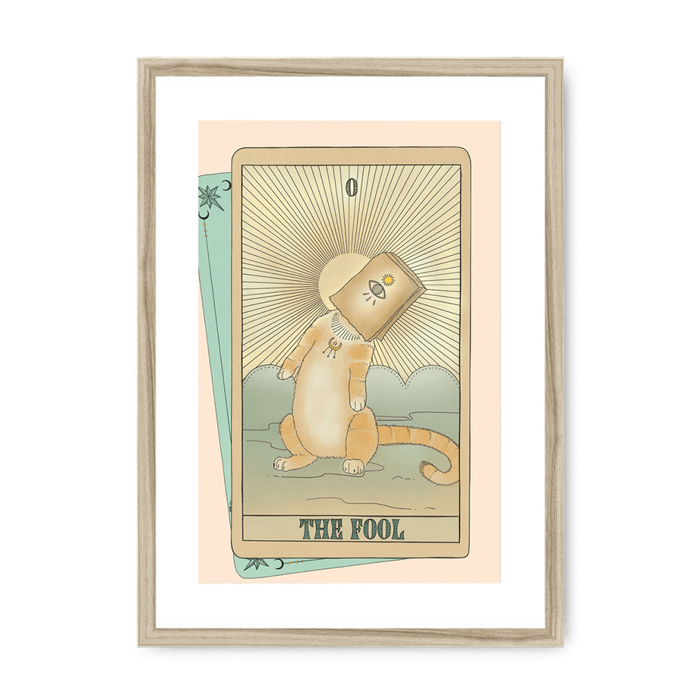 The Fool Framed Print Tarot Cats A3 (297 X 420 mm) / Natural / White Mount Framed Print