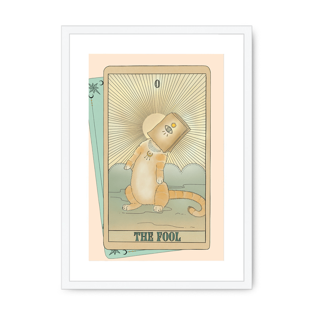 The Fool Framed Print Tarot Cats A3 (297 X 420 mm) / White / White Mount Framed Print