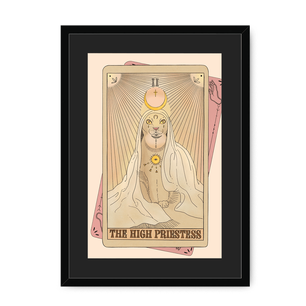 The High Priestess Framed Print Tarot Cats A3 (297 X 420 mm) / Black / Black Mount Framed Print