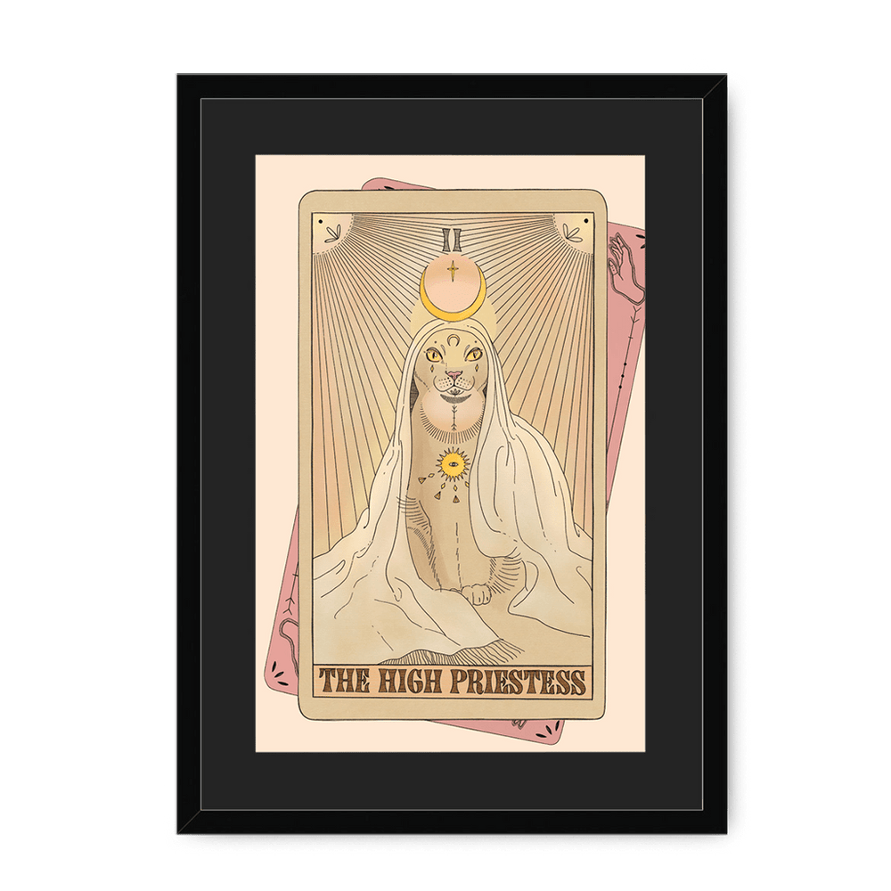 The High Priestess Framed Print Tarot Cats A3 (297 X 420 mm) / Black / Black Mount Framed Print