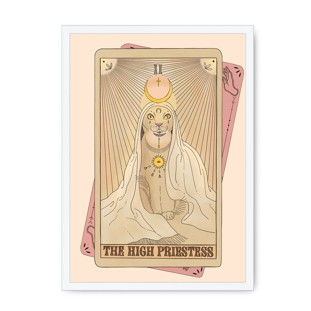 The High Priestess Framed Print Tarot Cats A3 (297 X 420 mm) / White / No Mount (All Art) Framed Print