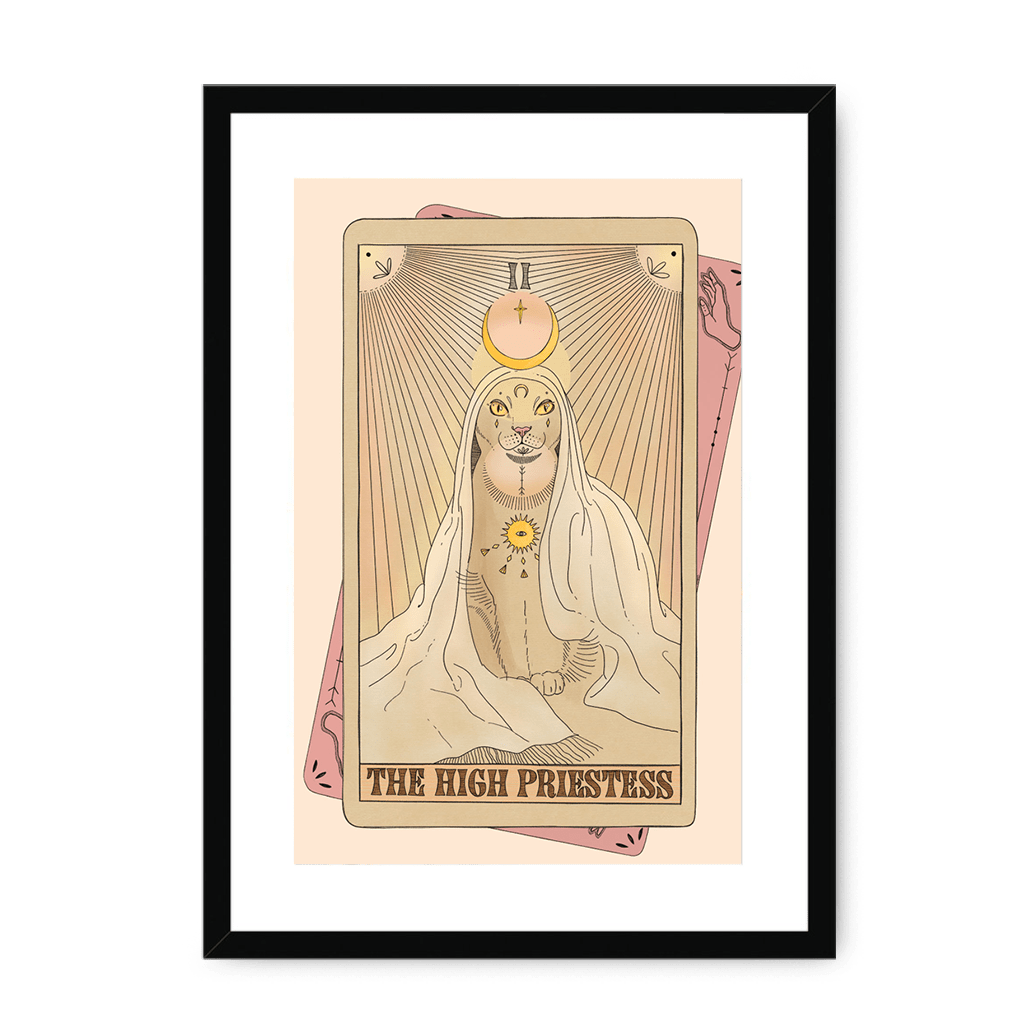 The High Priestess Framed Print Tarot Cats A3 (297 X 420 mm) / Black / White Mount Framed Print