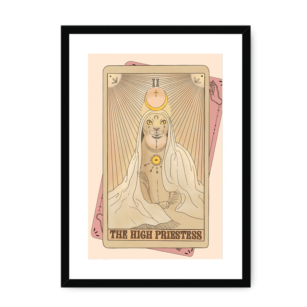 The High Priestess Framed Print Tarot Cats A3 (297 X 420 mm) / Black / White Mount Framed Print