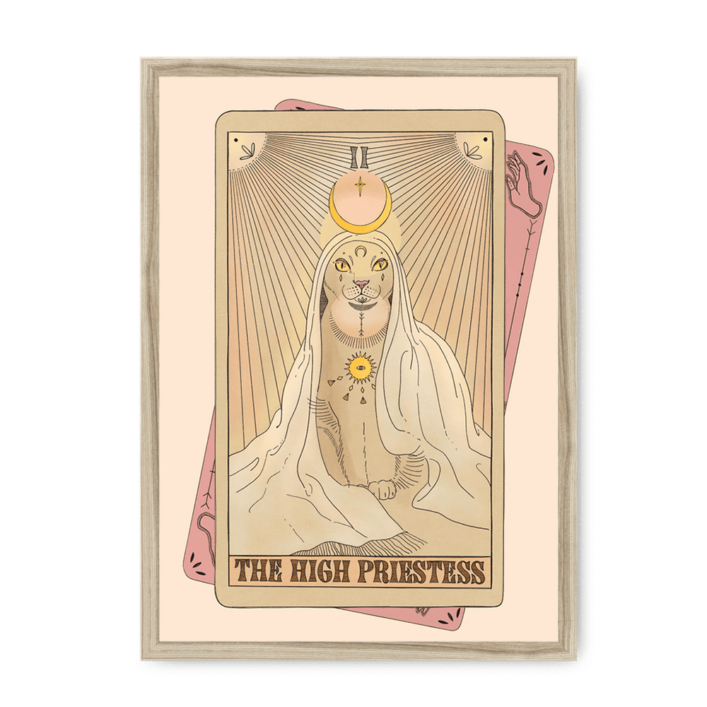 The High Priestess Framed Print Tarot Cats A3 (297 X 420 mm) / Natural / No Mount (All Art) Framed Print