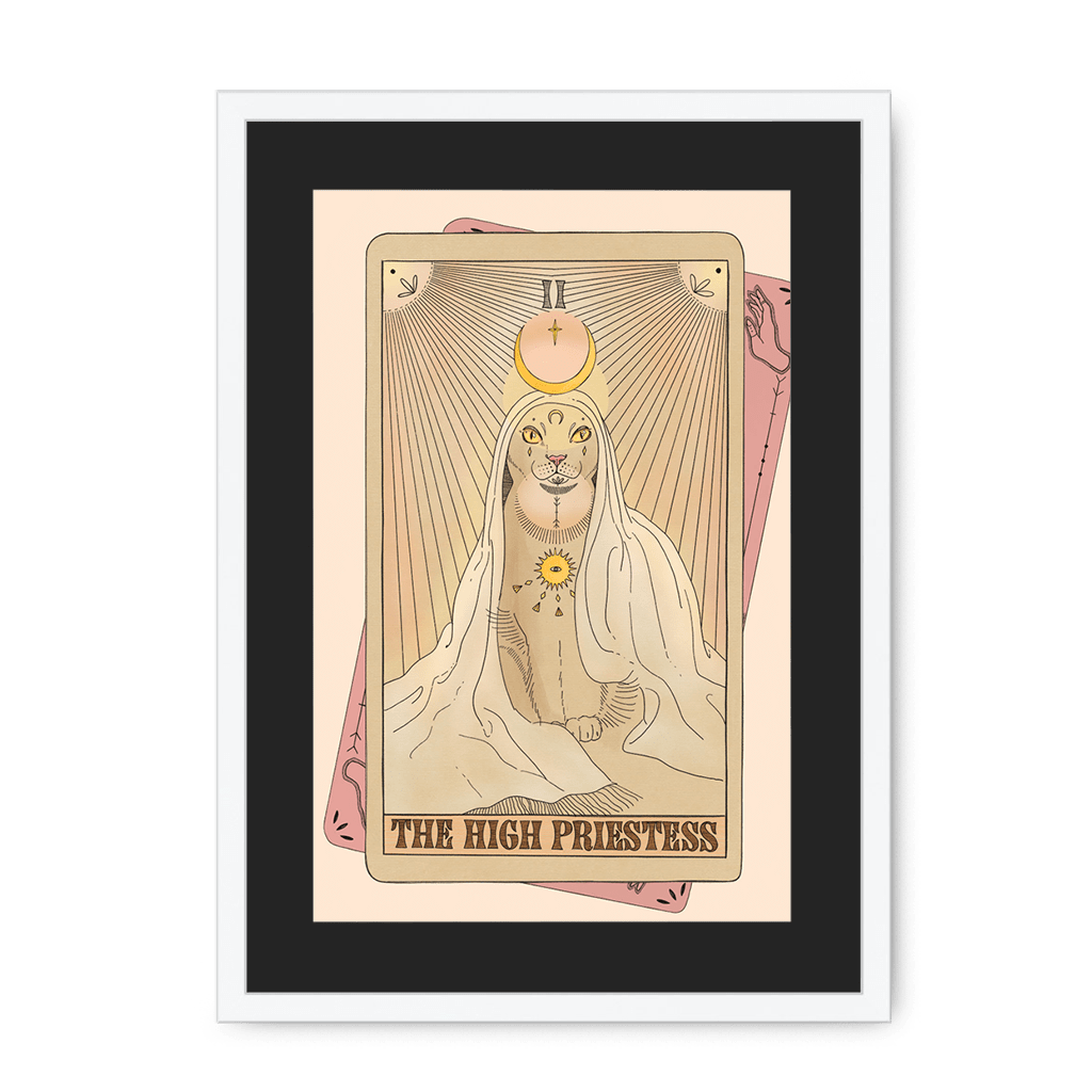 The High Priestess Framed Print Tarot Cats A3 (297 X 420 mm) / White / Black Mount Framed Print