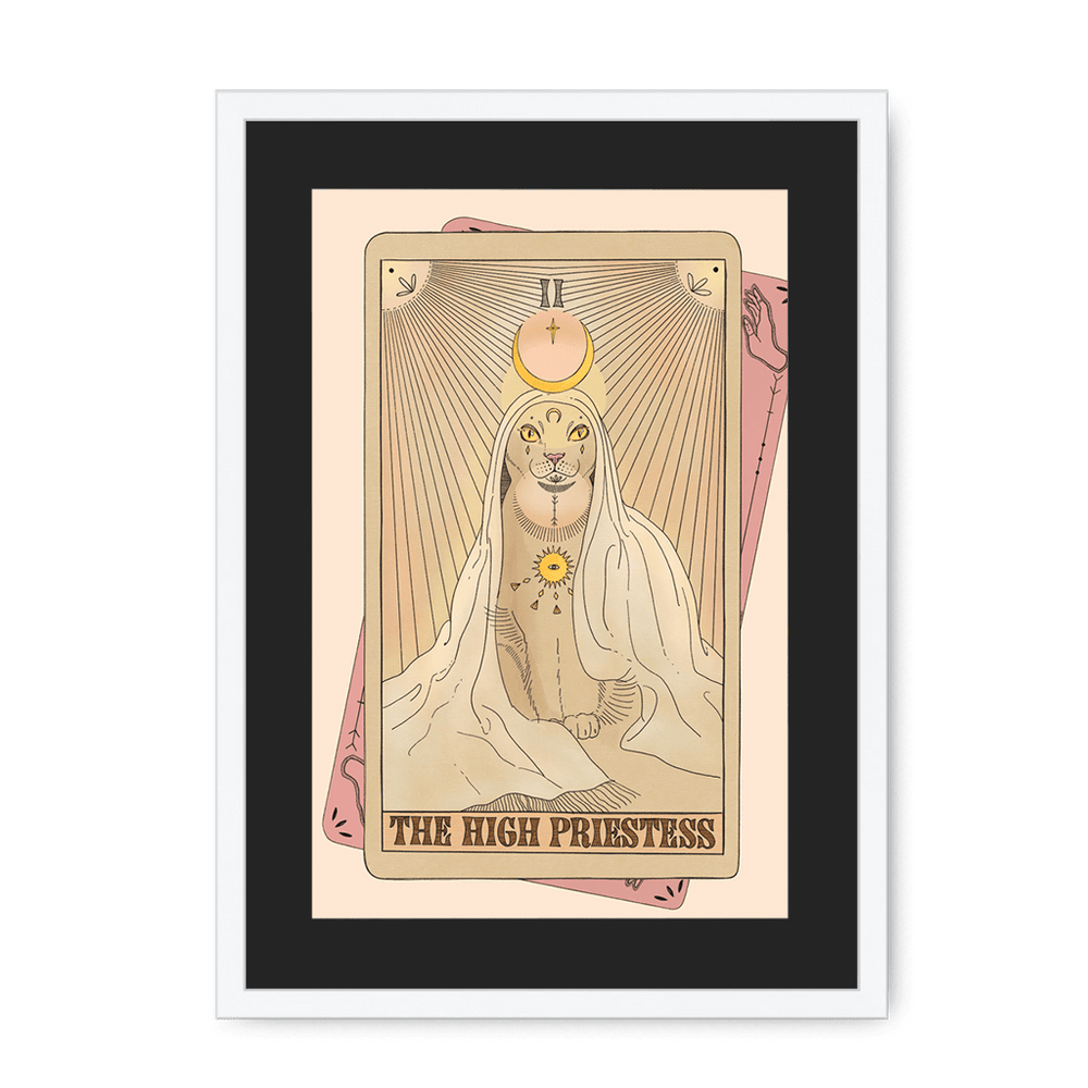 The High Priestess Framed Print Tarot Cats A3 (297 X 420 mm) / White / Black Mount Framed Print