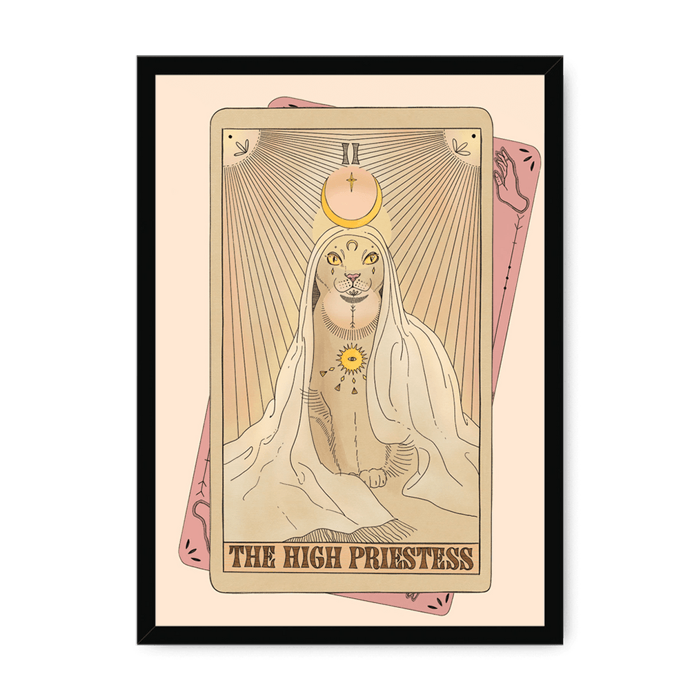 The High Priestess Framed Print Tarot Cats A3 (297 X 420 mm) / Black / No Mount (All Art) Framed Print