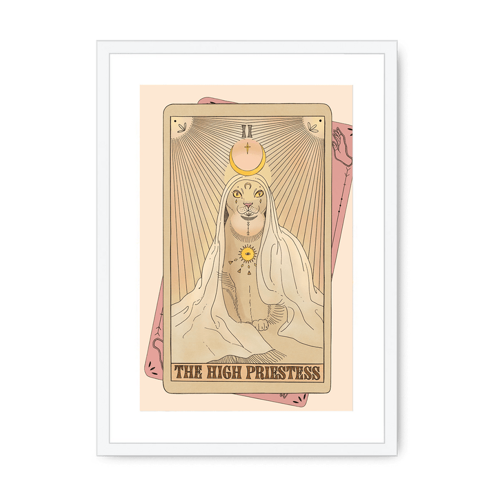 The High Priestess Framed Print Tarot Cats A3 (297 X 420 mm) / White / White Mount Framed Print