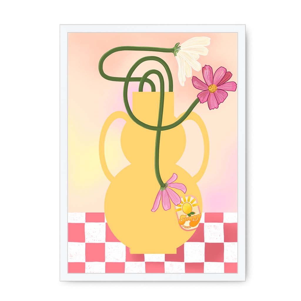 Cosmos In Yellow Framed Print Happy Stems A3 (297 X 420 mm) / White / No Mount (All Art) Framed Print