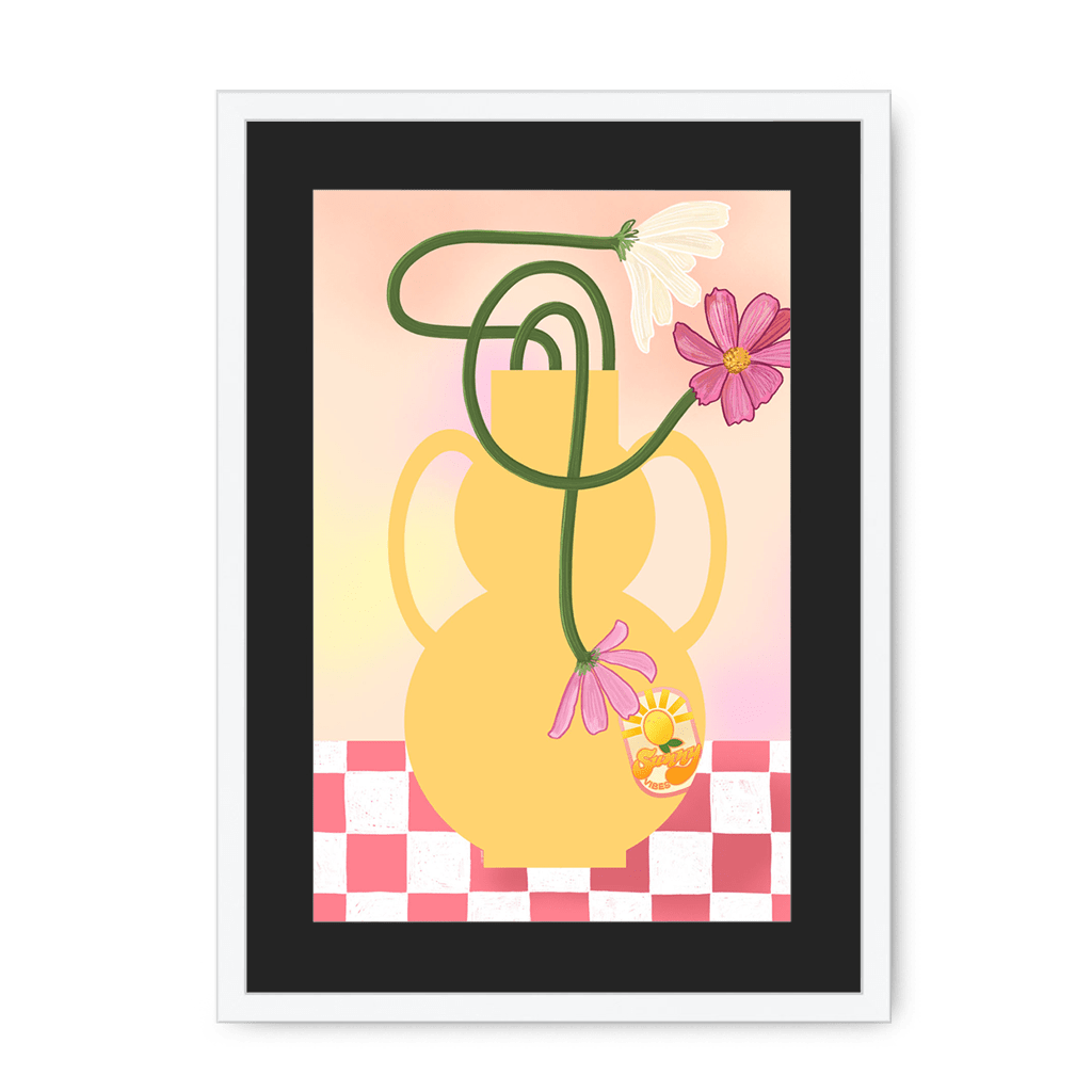 Cosmos In Yellow Framed Print Happy Stems A3 (297 X 420 mm) / White / Black Mount Framed Print