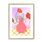 Poppies In Pink Framed Print Happy Stems A3 (297 X 420 mm) / Natural / White Mount Framed Print