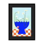 Daisies In Blue Framed Print Happy Stems A3 (297 X 420 mm) / Black / Black Mount Framed Print