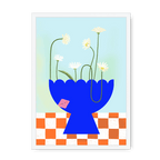 Daisies In Blue Framed Print Happy Stems A3 (297 X 420 mm) / White / No Mount (All Art) Framed Print