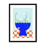 Daisies In Blue Framed Print Happy Stems A3 (297 X 420 mm) / Black / White Mount Framed Print