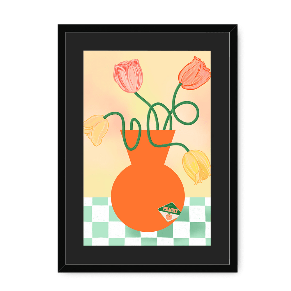 Tulips In Orange Framed Print Happy Stems A3 (297 X 420 mm) / Black / Black Mount Framed Print