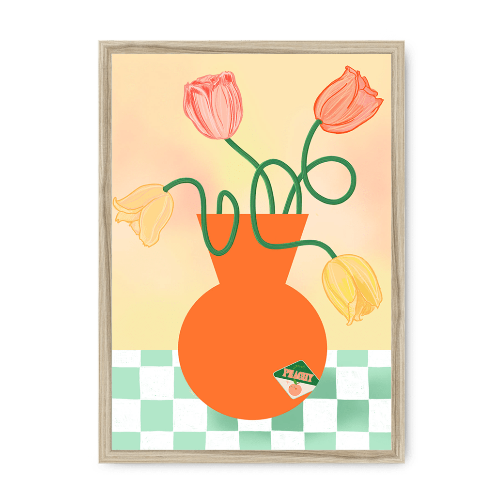 Tulips In Orange Framed Print Happy Stems A3 (297 X 420 mm) / Natural / No Mount (All Art) Framed Print