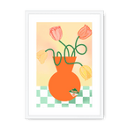 Tulips In Orange Framed Print Happy Stems A3 (297 X 420 mm) / White / White Mount Framed Print