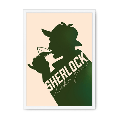 Sherlock Likes Gin Botanical Pink Framed Print Boozehound A3 (297 X 420 mm) / White / No Mount (All Art) Framed Print