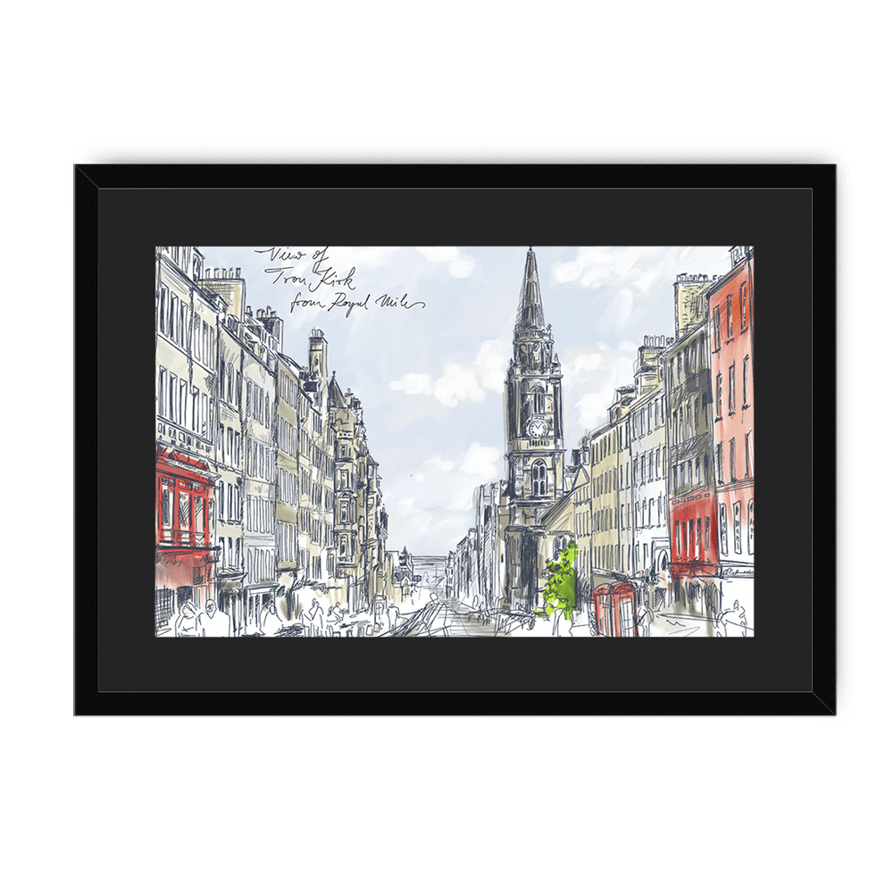 Tron Kirk Royal Mile Framed Print Essential Edinburgh A3 (297 X 420 mm) / Black / Black Mount Framed Print