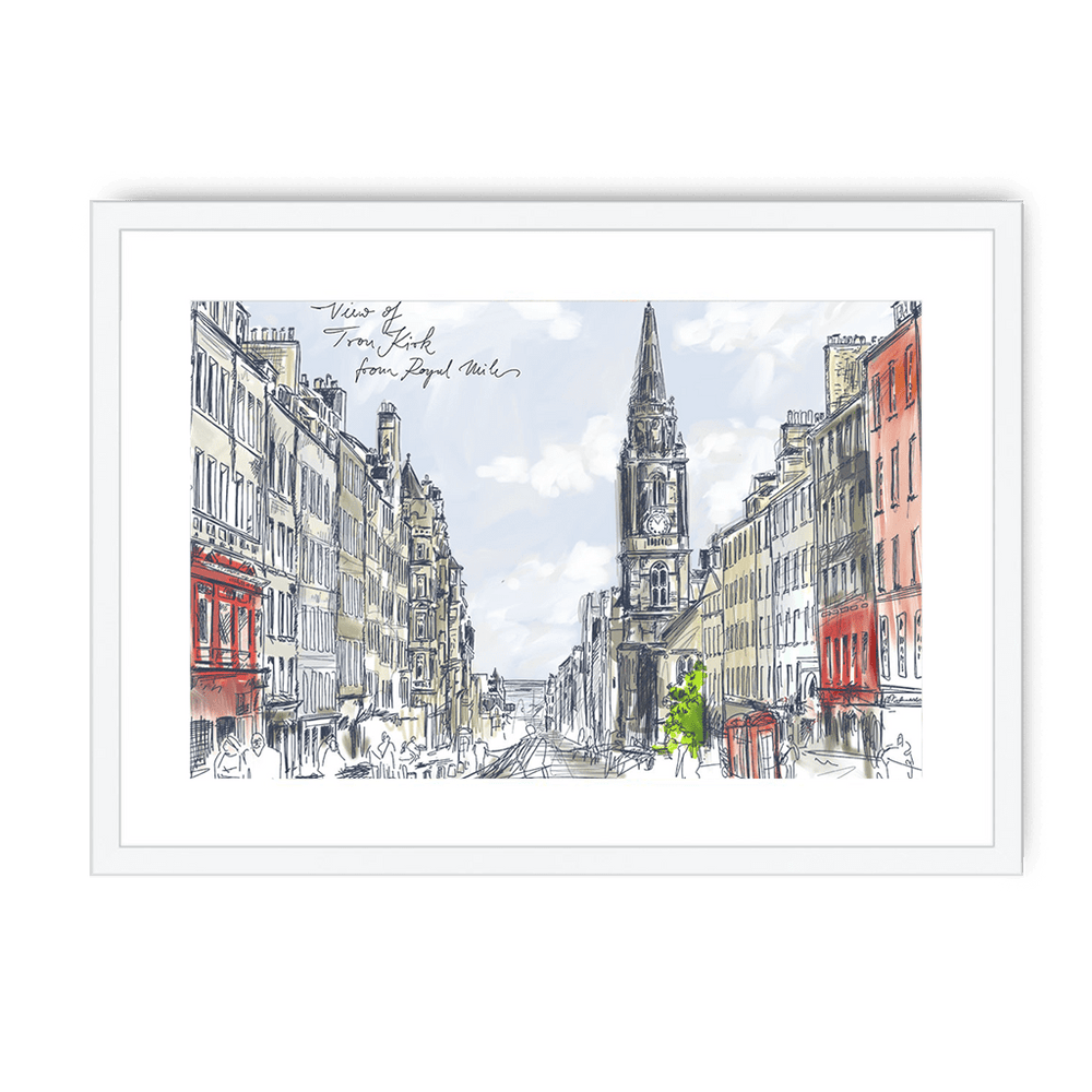 Tron Kirk Royal Mile Framed Print Essential Edinburgh A3 (297 X 420 mm) / White / White Mount Framed Print