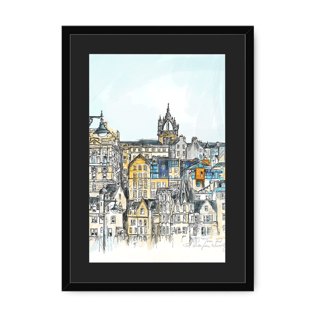 Old Town & St Giles Framed Print Essential Edinburgh A3 (297 X 420 mm) / Black / Black Mount Framed Print