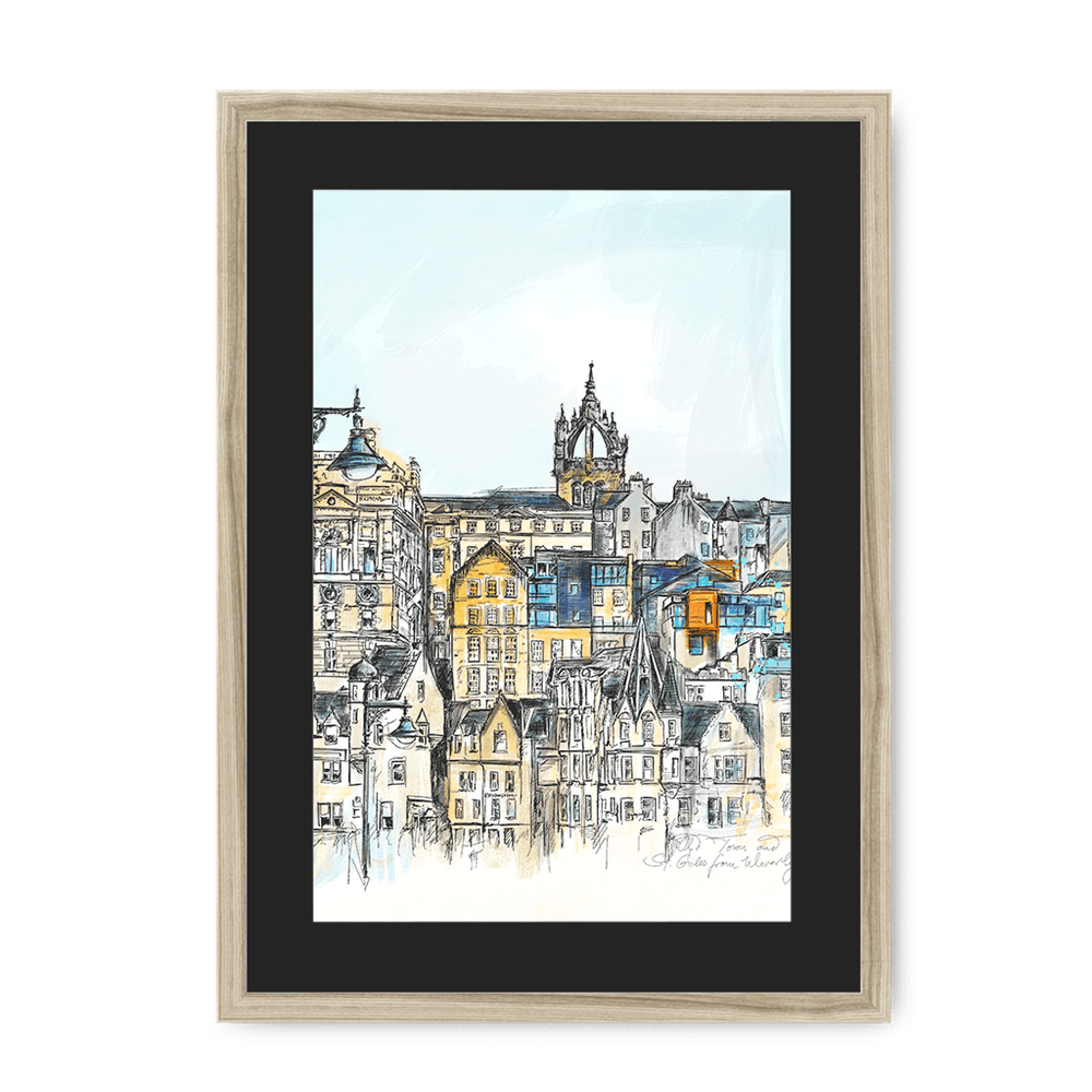 Old Town & St Giles Framed Print Essential Edinburgh A3 (297 X 420 mm) / Natural / Black Mount Framed Print