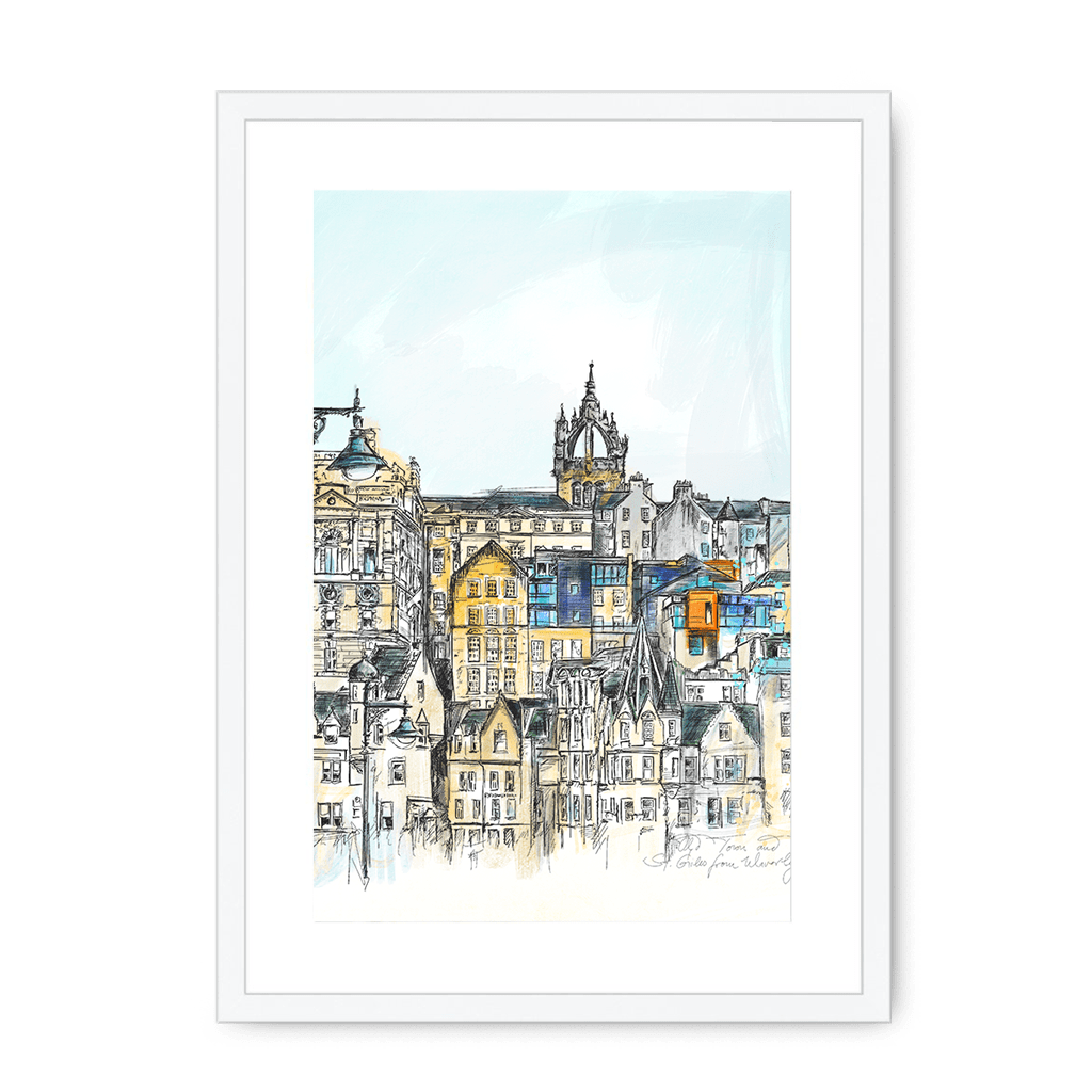 Old Town & St Giles Framed Print Essential Edinburgh A3 (297 X 420 mm) / White / White Mount Framed Print