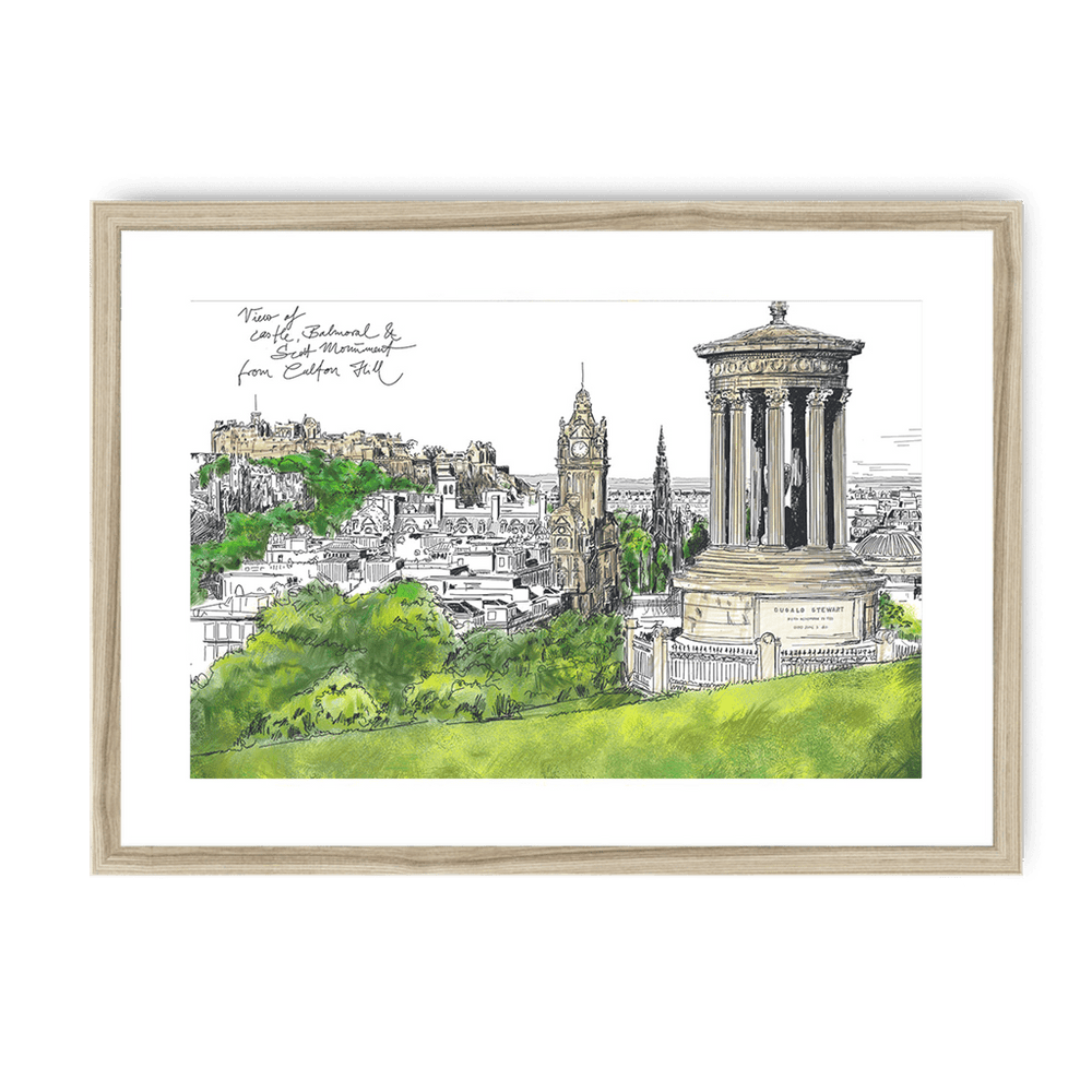 Calton Hill Edinburgh Framed Print Essential Edinburgh A3 (297 X 420 mm) / Natural / White Mount Framed Print