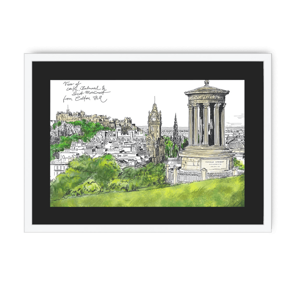 Calton Hill Edinburgh Framed Print Essential Edinburgh A3 (297 X 420 mm) / White / Black Mount Framed Print