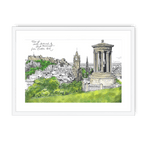 Calton Hill Edinburgh Framed Print Essential Edinburgh A3 (297 X 420 mm) / White / White Mount Framed Print