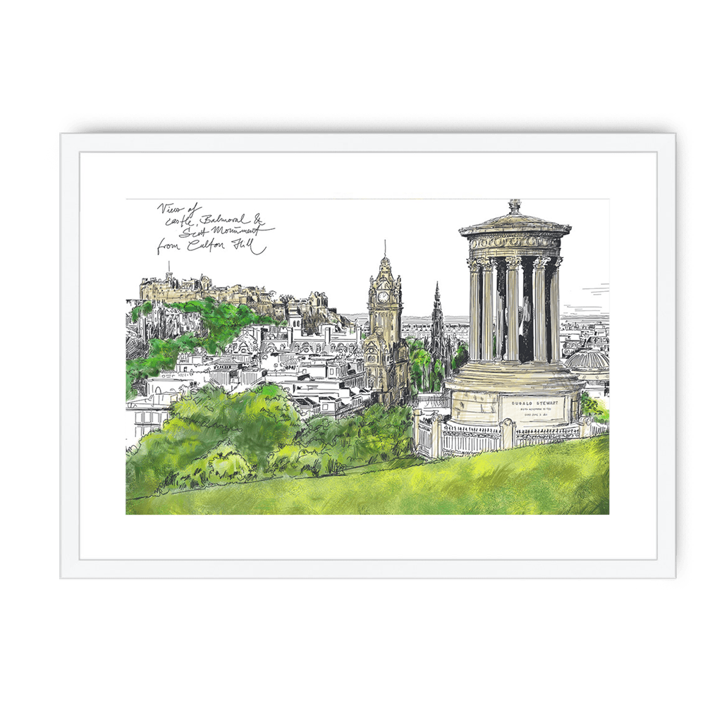 Calton Hill Edinburgh Framed Print Essential Edinburgh A3 (297 X 420 mm) / White / White Mount Framed Print