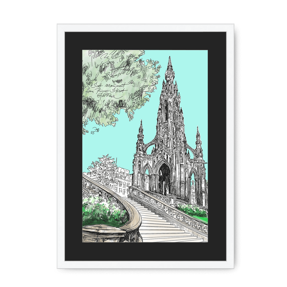 Scott Monument Edinburgh Framed Print Essential Edinburgh A3 (297 X 420 mm) / White / Black Mount Framed Print