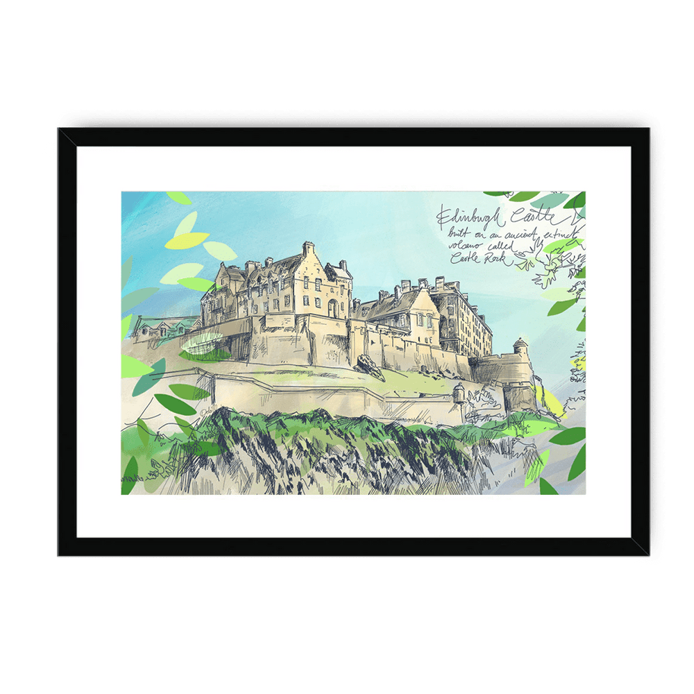 Edinburgh Castle Framed Print Essential Edinburgh A3 (297 X 420 mm) / Black / White Mount Framed Print