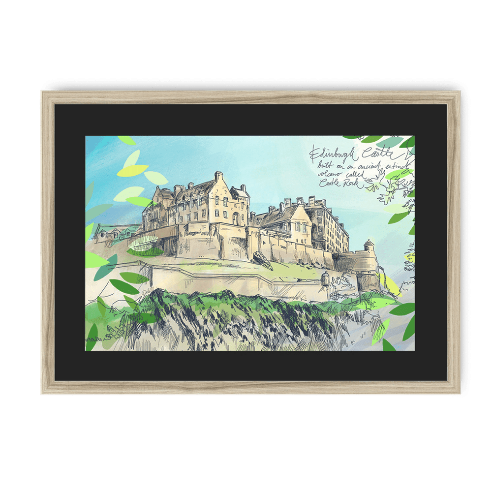 Edinburgh Castle Framed Print Essential Edinburgh A3 (297 X 420 mm) / Natural / Black Mount Framed Print