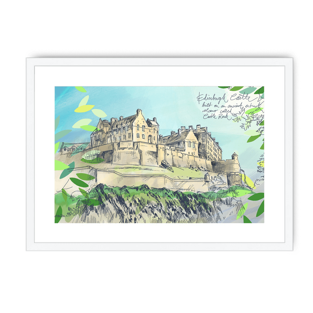 Edinburgh Castle Framed Print Essential Edinburgh A3 (297 X 420 mm) / White / White Mount Framed Print