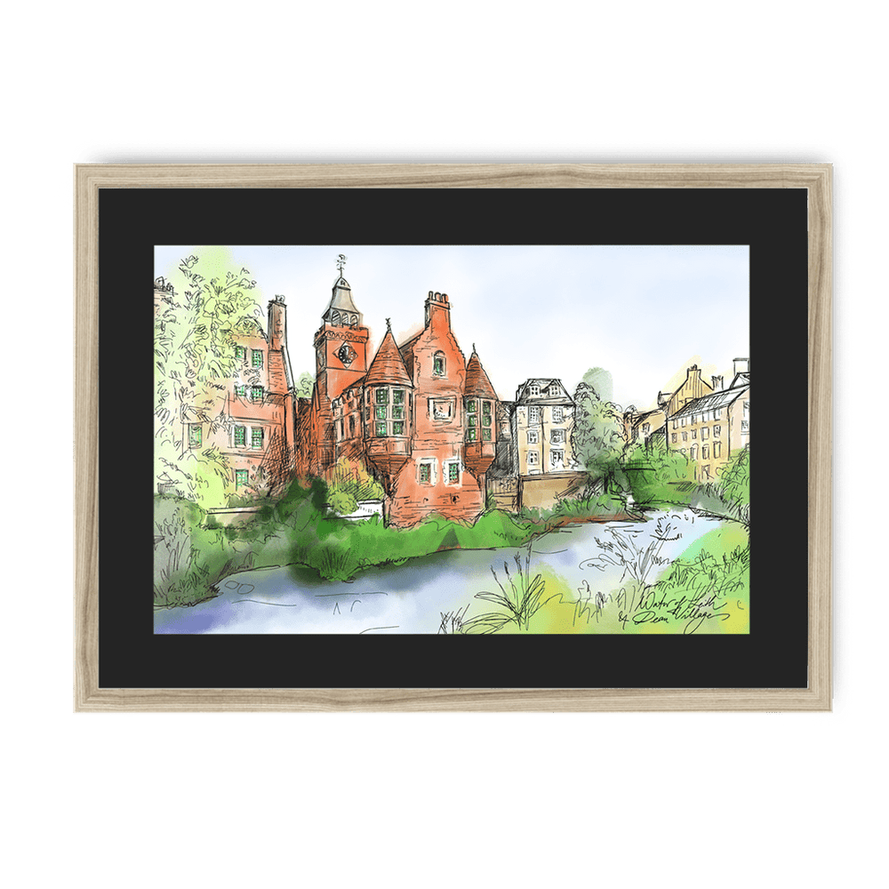 Water Of Leith & Dean Village Framed Print Essential Edinburgh A3 (297 X 420 mm) / Natural / Black Mount Framed Print