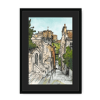 The Castle Viewed From The Vennel Framed Print Essential Edinburgh A3 (297 X 420 mm) / Black / Black Mount Framed Print