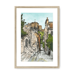 The Castle Viewed From The Vennel Framed Print Essential Edinburgh A3 (297 X 420 mm) / Natural / White Mount Framed Print