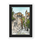 The Castle Viewed From The Vennel Framed Print Essential Edinburgh A3 (297 X 420 mm) / White / Black Mount Framed Print