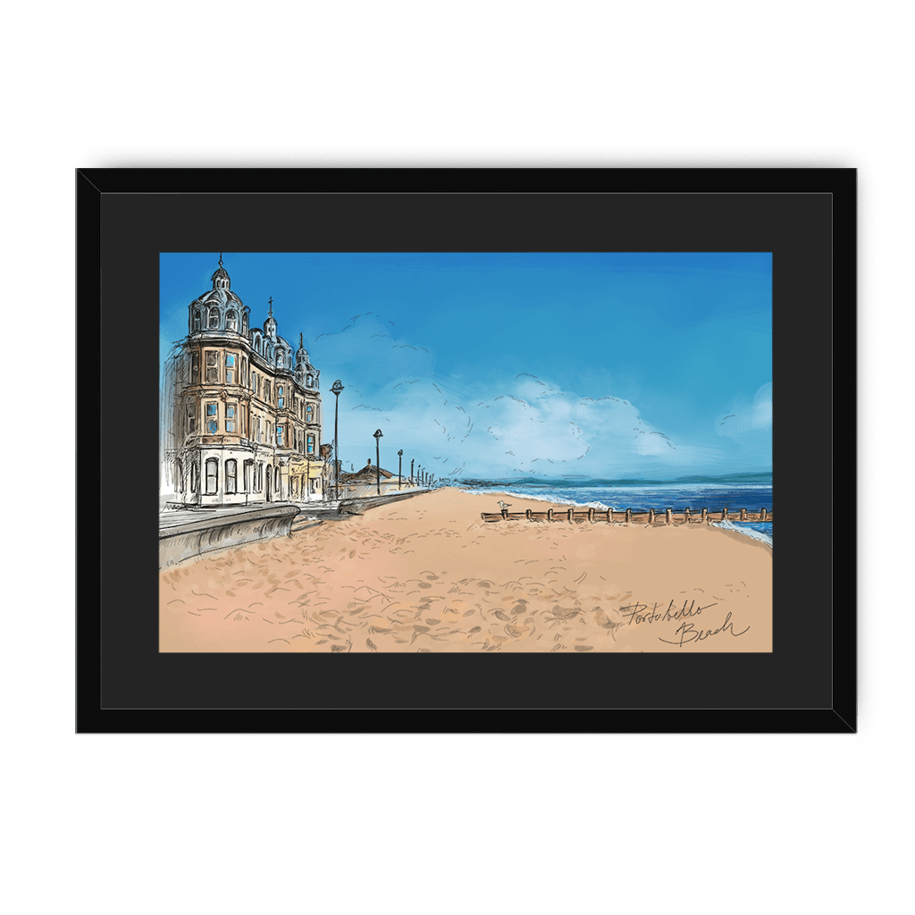 Portobello Beach Framed Print Essential Edinburgh A3 (297 X 420 mm) / Black / Black Mount Framed Print