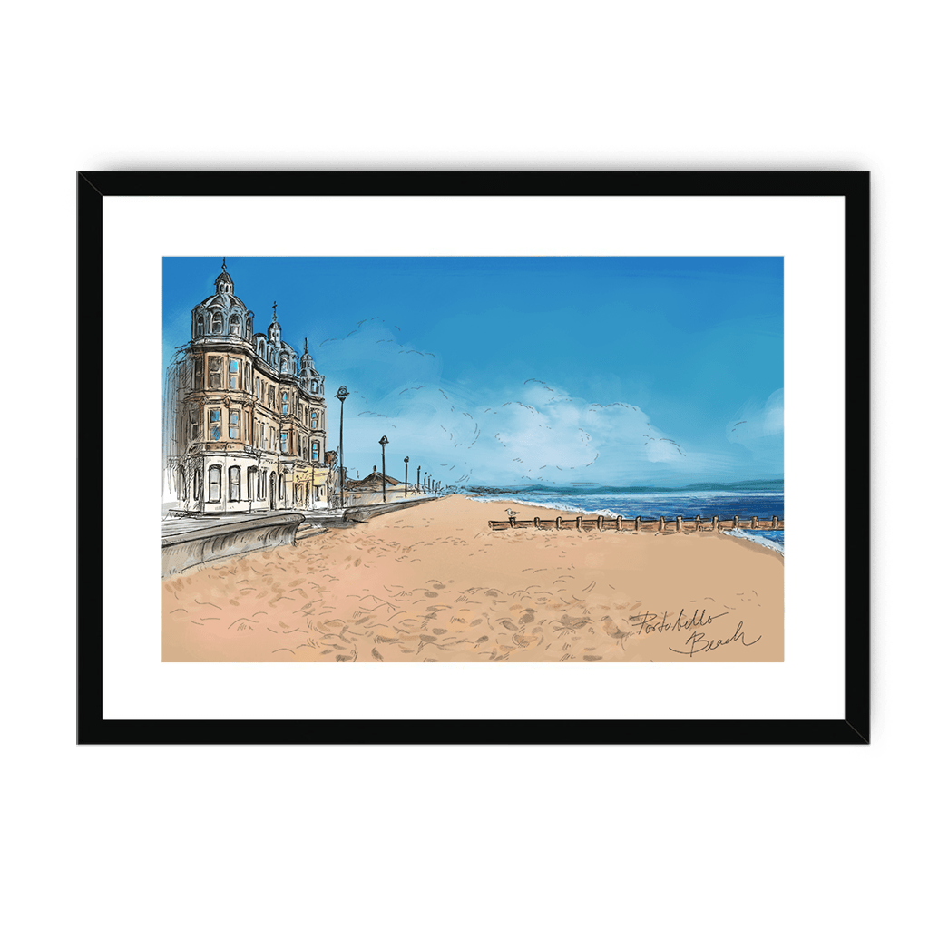 Portobello Beach Framed Print Essential Edinburgh A3 (297 X 420 mm) / Black / White Mount Framed Print