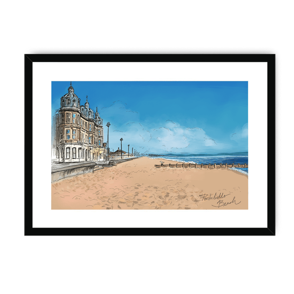 Portobello Beach Framed Print Essential Edinburgh A3 (297 X 420 mm) / Black / White Mount Framed Print