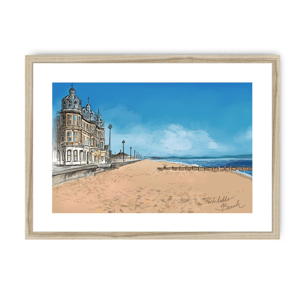 Portobello Beach Framed Print Essential Edinburgh A3 (297 X 420 mm) / Natural / White Mount Framed Print