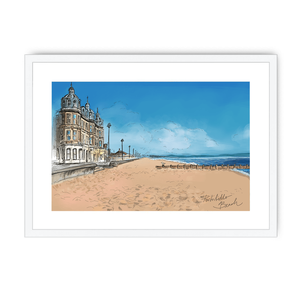 Portobello Beach Framed Print Essential Edinburgh A3 (297 X 420 mm) / White / White Mount Framed Print