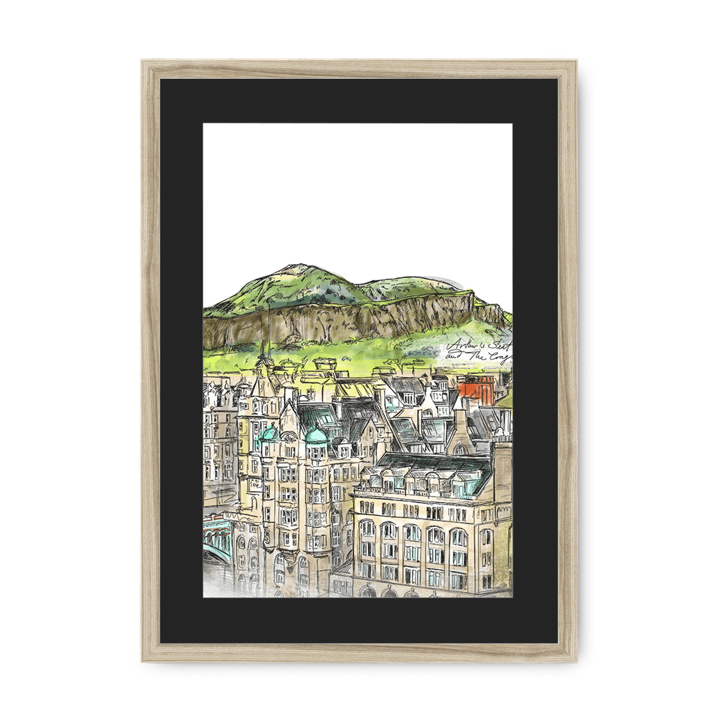 Arthurs Seat & The Crags Framed Print Essential Edinburgh A3 (297 X 420 mm) / Natural / Black Mount Framed Print